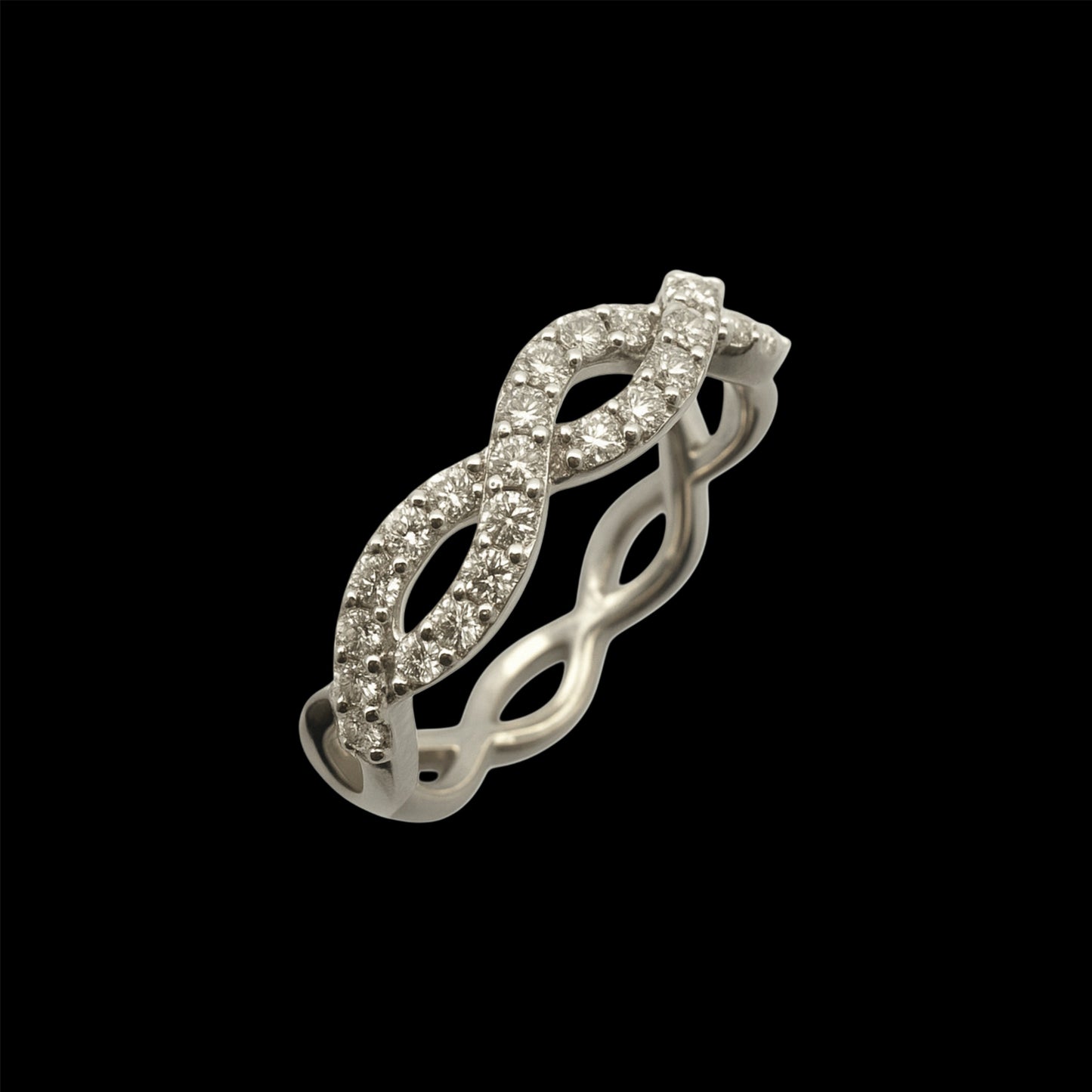 White Gold Diamond Spiral Ring