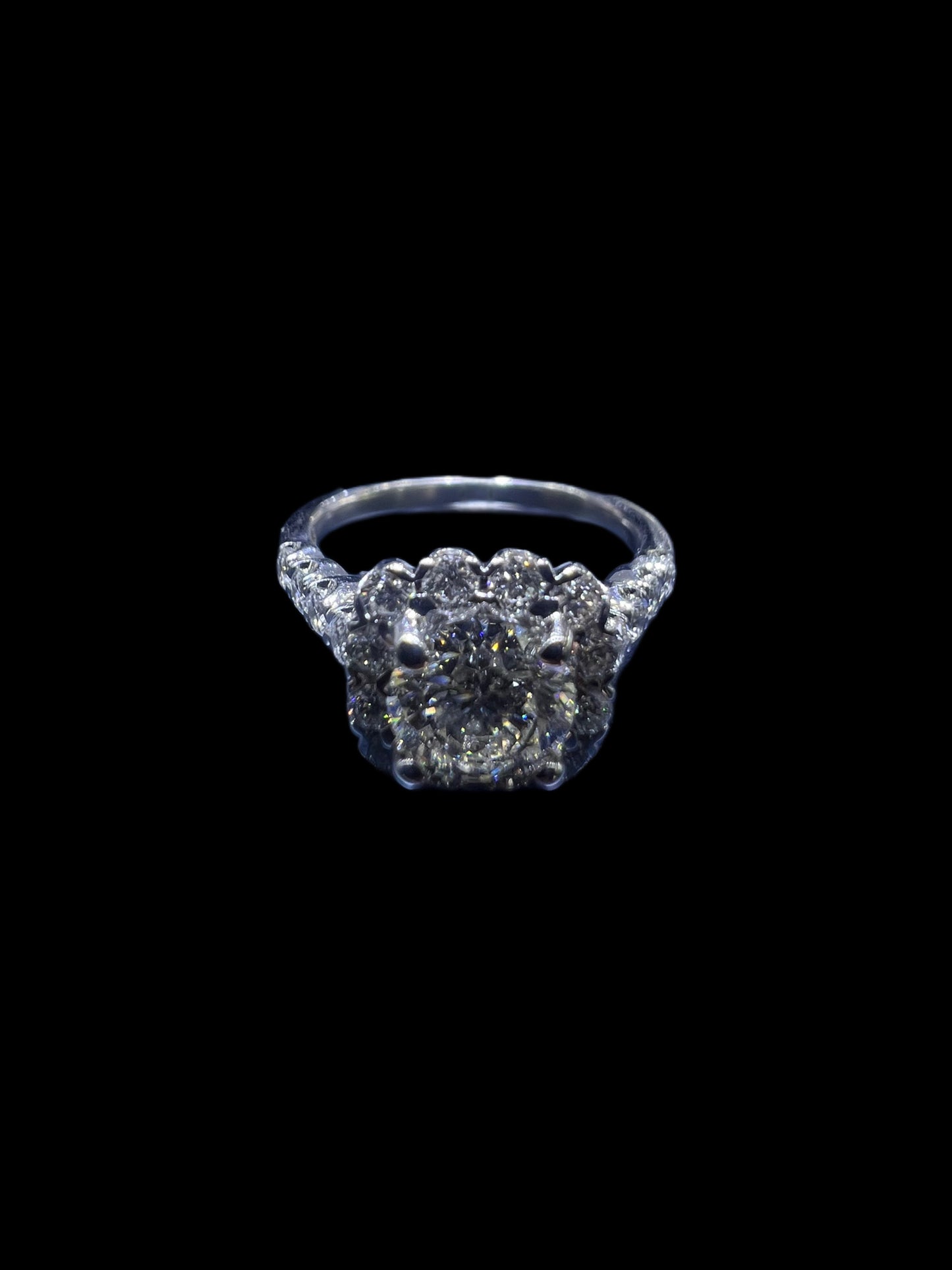 Natural Cushion Halo Engagement Ring