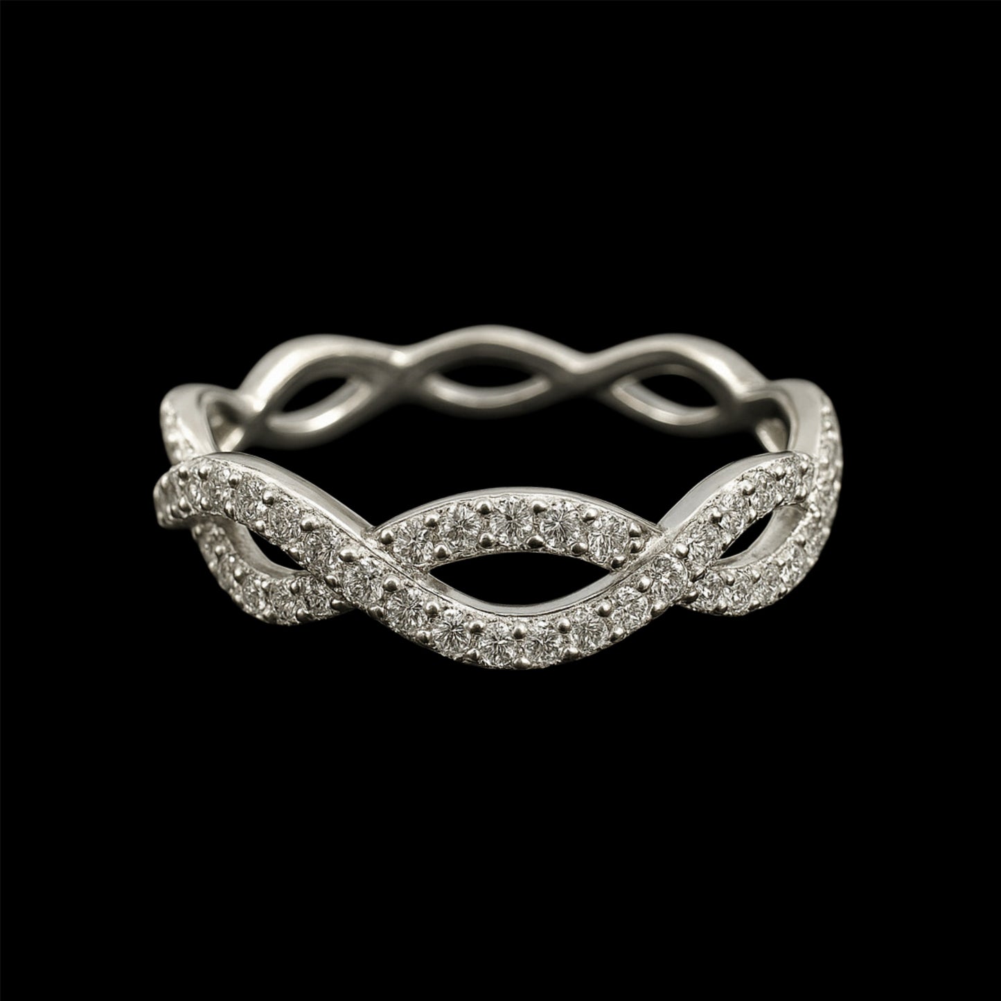 White Gold Diamond Spiral Ring