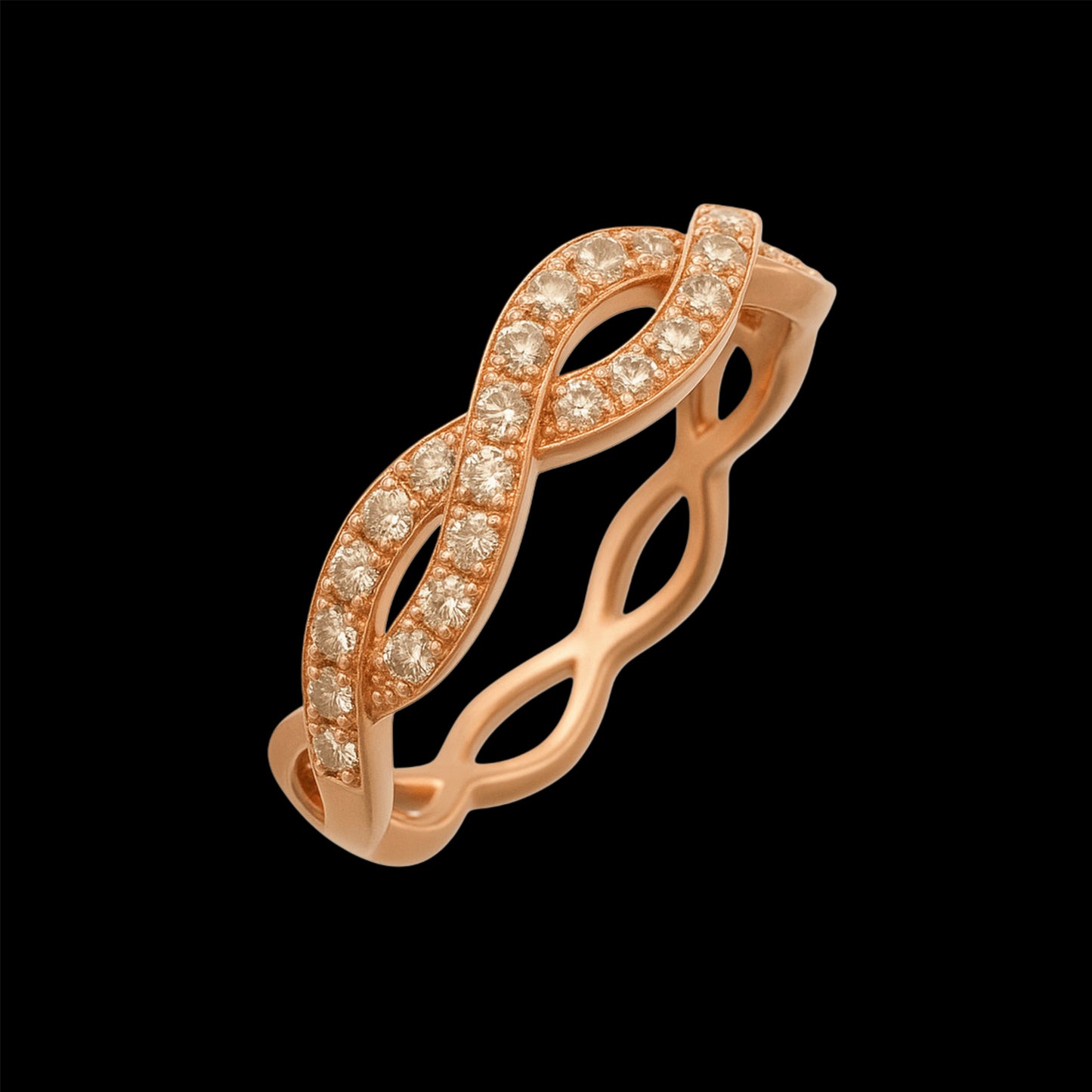 Rose Gold Diamond Spiral Ring