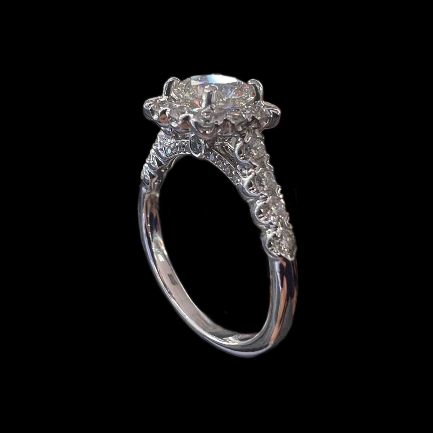 Natural Cushion Halo Engagement Ring