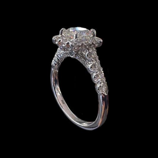 Natural Cushion Halo Engagement Ring