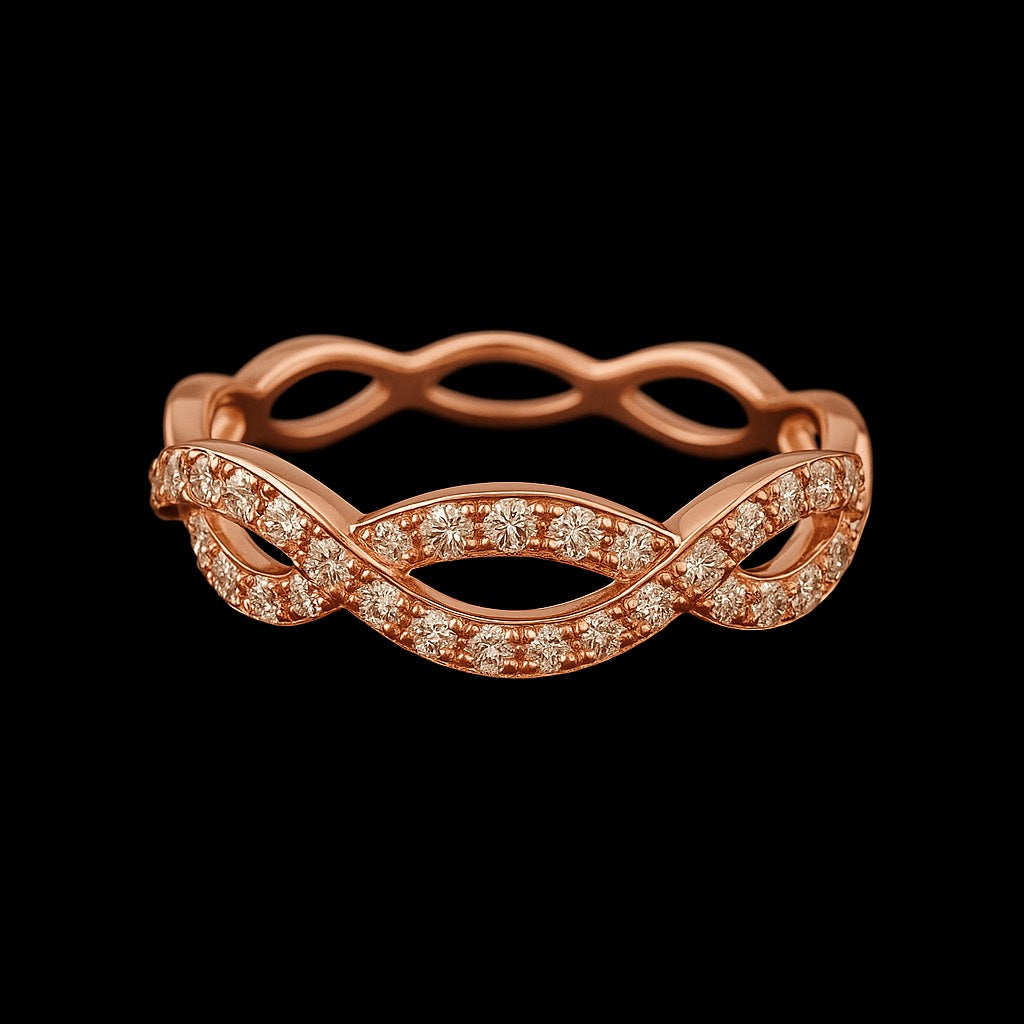 Rose Gold Diamond Spiral Ring