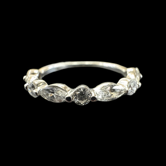 Alternating Marquise and Round Diamond Wedding Ring